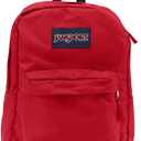 JanSport SuperBreak One Backpacks - Durable, Lightweight Bookbag with 1 Main Compartment, Front Utility Pocket with Built-in Organizer - Premium Backpack, Red Tape, One Size