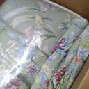 Sanracie Oversized Queen Size Quilt Bedspread Set(102"x118"), 100% Cotton Green Flower Bird Butterfly Print Botanical Quilted Bedding Set 3Pcs Lightweight Breathable Bedspreads for All Seasons