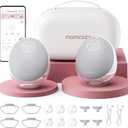 Momcozy Breast Pump Hands Free Upgraded Mobile Flow | M9, App Discreet Control with Personalized Multi-Modes & 15 Levels, Wearable Breast Pump 24mm, 2 Pack Gray