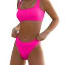 KerryKreey Two Piece Swimsuit for Women Push Up Bikini Top Tummy Control Bathing Suit High Cut Mid Rise Sporty Swimwear Teens M