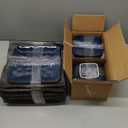 vicrays Ceramic Square 12 Pieces Dinnerware Set - Dinner Plates Salad Plates Cereal Bowls Set Service for 4 - Scratch Resistant Microwave Oven Dishwasher Safe - Blue