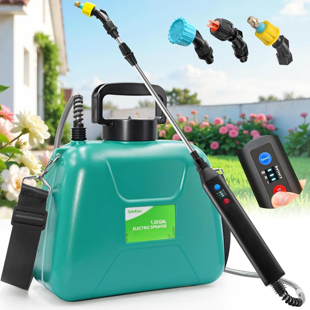 Battery Powered Garden Sprayer, 1 Gallon Electric Pump Sprayer, Water Backpack Sprayers for for Weed, Lawn, Yard, Pesticide, Plant, Fertilizer, Plant, Herbicide, Watering, Cleaning  (Green)