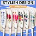 12Pcs Stainless Steel Forks Silverware Set - Reusable Silverware Dinner Forks for Restaurant Ceramic Long Handle Fork Cutlery Set - Dessert Forks and Spoons for Home Kitchen Silverware Forks Set