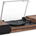 Vinyl Record Player with Speakers Vintage Turntable for Vinyls Records External Speakers Belt-Driven Turn Table Support 3-Speed Wireless Playback Headphone AUX-in LP Phonograph Audio Sound Wood Red