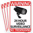 TICONN 4-Pack 24 Hour Video Surveillance Sign, No Trespassing Aluminum Warning Sign, 10x7 for CCTV Security Camera - Reflective, UV Protected