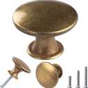 30 Pack Delicate Design Round Antique Brass Kitchen Cabinet Knobs Cupboard Door Knobs 1.18-INCH Yellow Bronze Drawer Handle Pulls Dresser Knobs with 30 Pcs Screws for Bathroom Drawer Door Hardware