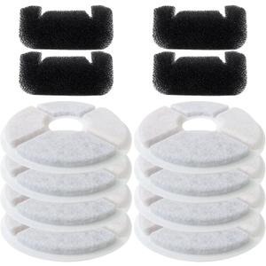 Cat/Pet Water Fountain Filters, 12 Pieces Set Pack of 8 Replacement Filter Fit for 81oz/2.4L, 3 Filtration System with 4 PreFilter Sponges