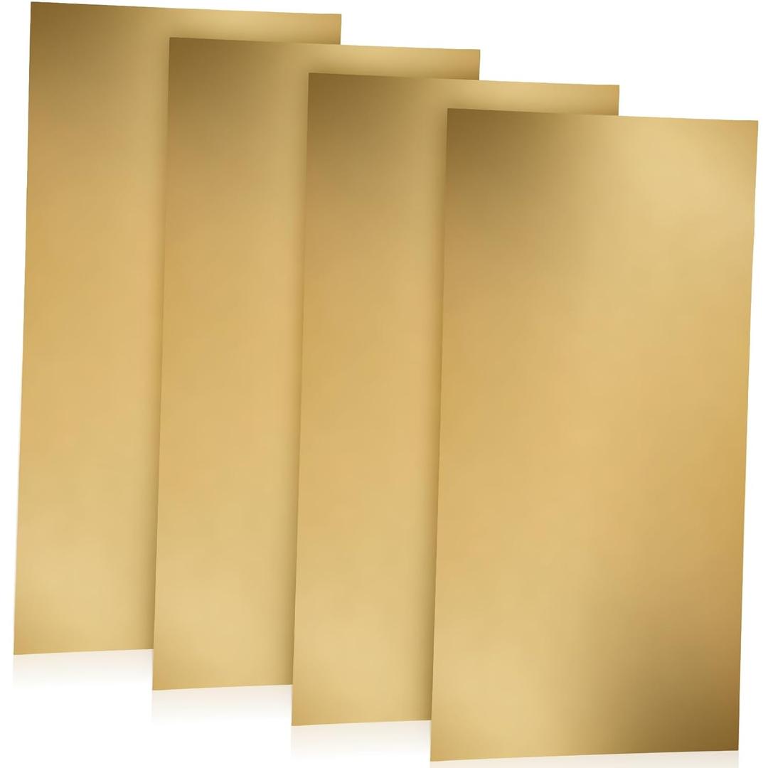 Zonon 4 Pcs Brass Sheet 12 x 6 Inch, 26 Gauge (0.4mm) Thickness Metal Sheets No Scratches Metal Plates for Crafting Carving Stamping DIY Crafts Jewelry Models Repairs Electrical Home Improvement