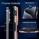 9 x DEERLAMN Case for iPhone 15 Pro with Slide Camera Cover+Screen Protector(1 Pack), Rotated Ring Kickstand Military Grade Shockproof Protective Cover 6.1 Inch-Rose Gold