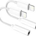 [Apple MFi Certified] 2 Pack Lightning to 3.5mm Aux Audio Adapter, Headphone Jack Converter Dongle for iPhone 14/13/12/X/XR & iPad (Supports All iOS Systems)