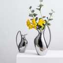 DOITOOL Ceramic Pitcher Vase 9.44 Inch Rustic Decorative Flower Vase for Home Office Kitchen Living Room Farmhouse Style