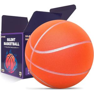 Silent Basketball Size 7 (29.5")  Noiseless Indoor Basketball for Quiet Dribbling and Indoor Training, Pro Grooved Airless PU Foam Basketball  Real Feel Higher Bounce Quieter (Orange)