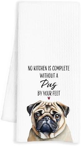 Pack of 2, INDAJEDN Pug Kitchen Towels, Pug Mom Gifts, Decorative Hand & Dish Towels, 16x24 Inch