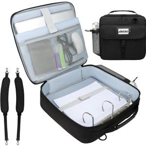 3 Inch D-Ring Zipper Binder Backpack for 700+ Sheets Capacity& 13 Inch Laptop Compartment, Detachable 3-Ring Zip Up Binder Bag with Backpack Straps& Water Bottle Pocket for School (Black)