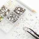 2 x 3500PCS SS6-SS30 White Mix Size 6 Grid Box Glass Rhinestones Crystal Flatback Glitter Stones for Nail Art Accessorie DIY Crafts Decoration
