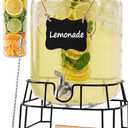 KIKCOIN 2 Gallon LARGE Glass Drink Dispenser with Stand & Leak-Proof Spigot (EXP 09/29/26)
