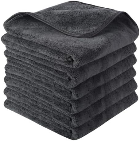 SINLAND Microfiber Car Drying Towels Ultra Absorbent,No Streaks,Scratches, or Water Spots,Wash Cleaning Auto Detailing Towels 380gsm 16inch x 24inch 3Pack Grey