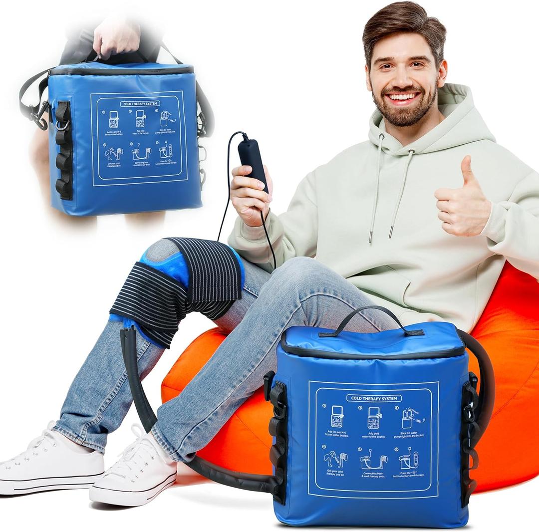KONGZEE Ice Machine for Knee After Surgery, Cold Therapy Machine Portable Cooling Universal Cold Packs System for Pain Relief/Knee/Shoulder