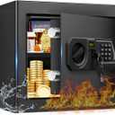 1.3 Cub Small Safes for Home Use Fire and Water Proof, Digital Security Box Fireproof Safe Box with Combination Lock, Smart Alarm System and Removable Shelf, Personal Safe for Home Documents Valuables