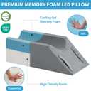 MEGCXIT Leg Pillow Elevation Blood Circulation, Wedge Pillow for Legs Swelling, Knee Pillow Wedge Post Surgery, Leg Elevation Pillows for After Surgery, Memory Foam Foot Leg Elevating Pillow, Grey, Single Leg