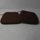 AAAAAcessories D-Shaped Chair Cushions, 2" Thick Dining Chair Pads with Ties and Removable, Machine-Washable Cover, 17" x 16", Set of 2, Brown