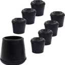 8pcs 1-1/4 Inch Round Chair Leg Tips Caps, Non-Slip Rubber Chair Leg Floor Protectors, Black Furniture Leg Caps Fit for 1.22"-1.26" (31-32mm) Diameter Round Feet