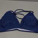 Tainehs Women's Push Up V Neck Bikini Tops Criss Cross Back Padded Bathing Suit Top Only Size M