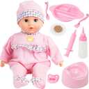 SMILESSKIDDO Interactive Baby Doll Pink - 16 Inch Crying Talking Feeding Dolls with Different Sounds and Accessories, Pretend Play Preschool Toys for 2 3 4 5+ Year Old Girls Boys Gift