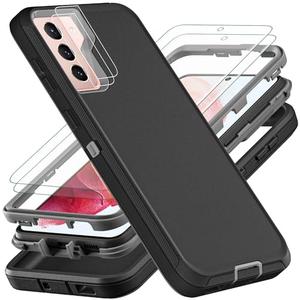 Zuslab  for Samsung Galaxy S21 Case, with 2Pcs [Self Healing Flexible TPU Screen Protector & Camera Lens Protector] Military Grade 3 in 1 Heavy Duty Case for Galaxy S21 5G 6.2 inch (Black/Grey)
