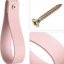 2 x uxcell 4pcs Leather Curtain Rod Holder 1 x 4.7 Inches Wall Hanging Straps Curtain Rod Hook Brackets Hangers with Screws for Wall Bathroom Kitchen Bedroom, Light Pink