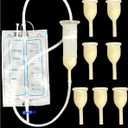 Latex Condom Catheter for Men, 7pcs Self-Sealing External Catheters with 1000ml Leg Bag & 2000ml Urine Bag, Leak-Proof Urinary Drainage System for Male Incontinence 35mm
