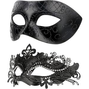 Hoshin Masquerade Mask for Couple, Mardi Gras Deecorations Venetian Masks for Womens (Black)