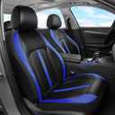 Coverado Leather Car Seat Covers Full Set & Carbon Fiber, Waterproof and Durable All Weather Protector, Universal Fit for SUV, Pickup Truck, Sedan, Automotive Vehicle Interior, Black&Blue