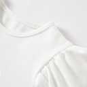 Girls Long Sleeve T-Shirt Cotton Rib-Knit Tees Toddler Stretch Basic Warm Round Neck Tops (White)