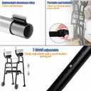Folding Walker with Armrest Pad - Upright Walker for Seniors, Standing Mobility Aid for Indoor & Outdoor, 300lb Weight Capacity, Height Adjustable (Black+Rest Bench)