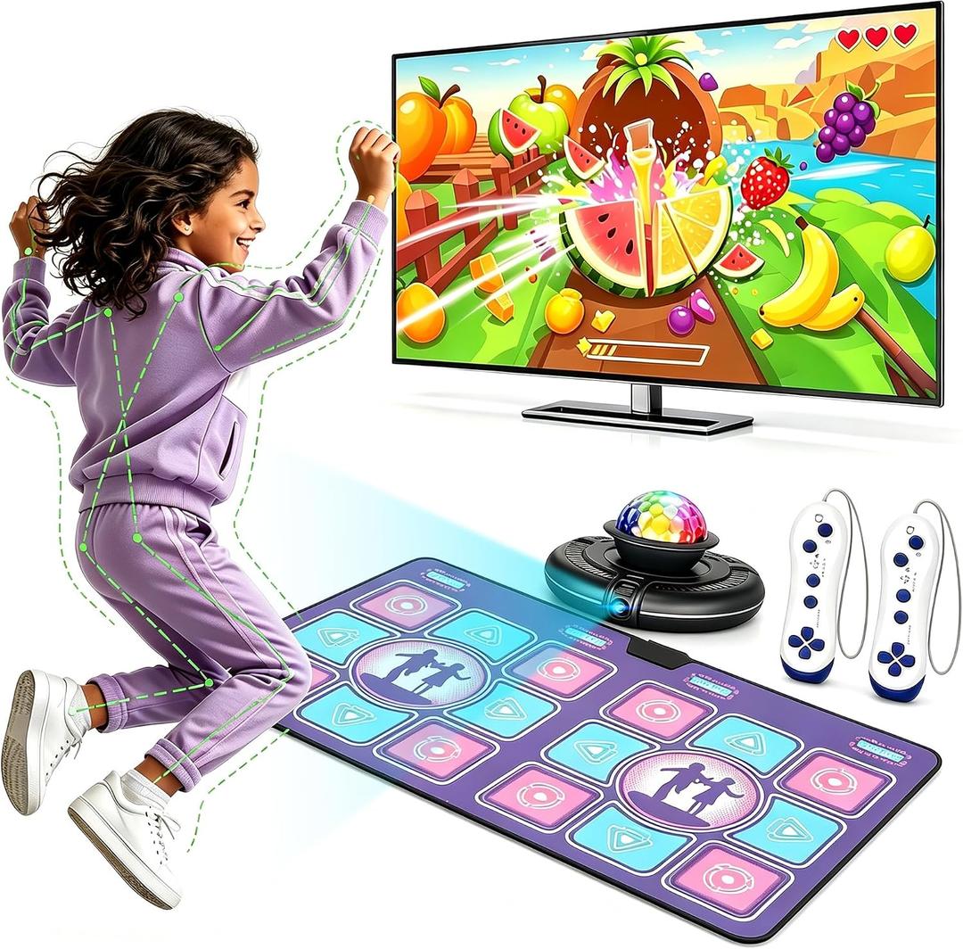 AR Motion Video Game Console for Kids: 2-in-1 Dance Mat for TV | Plug and Play Interactive 70+ Games Exercise - Indoor Fun & Birthday Gift for Ages 4+ Girls Boys