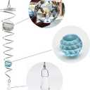 UOUDIO Gazing Ball Spiral Tail Wind Spinner StabilizeGr，Indoor Outdoor Decoration Stainless Steel Crystal Glass Ball with Hanging Swivel Hook 13" inch (Light Blue)