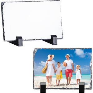 Gersoniel 2 Pieces Sublimation Blank Slate Rock Stone Photo Frame Heat Transfer Rectangular Picture Frame with Display Holder for Heat Press Machine (3.9 x 5.9 Inch)