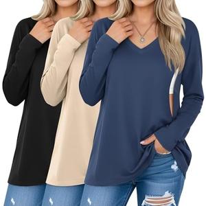 Sweetyweee 3 Pack Women's Oversize Nursing Shirts for Breastfeeding with Hidden Zippers Loose Fit Long Sleeve Maternity Tops. Small