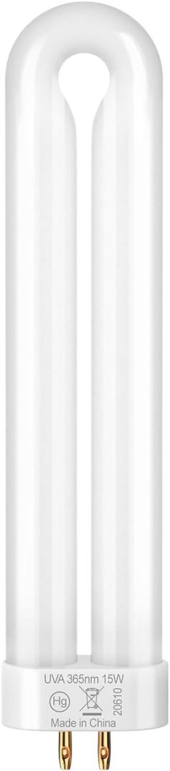 GOOTOP Replacement Bulb for Zap T6 Pro, K15, T9,X3 Bug Zapper, 15W, 4-Pin Base, U-Tube Bulb Twin Tube Bulb