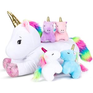 16inch Unicorn Stuffed Animals PlaySet- Unicorn Doll Toy Gifts for Girls - Stuffed Mommy Unicorn with 4 Baby Plush Unicorns