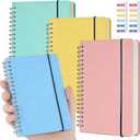 4 Pack Small Spiral Notebooks 3.5 x 5.5 in College Ruled, Mini Spiral Notebook, Waterproof 80 Sheets/160 Pages, Pocket Notebook with 120 Pcs Sticky Index Tabs for Home Office College School