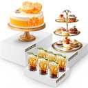 3 Pack Extra Large Acrylic Buffet Risers - 15, 14, 13 White Display Stands with Hollow Bottoms, Cube Riser Boxes Nesting for Dessert Food Catering Buffet Display Party Supplies