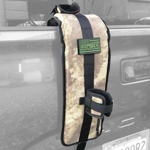 Bomber Strap Patented Single-Bike Tailgate Pad (Desert Camo) | Magnetic Buckles, Unobstructed Backup Camera, Universal Fit for All Trucks, Full Hitch & Tailgate Access, Quick Install