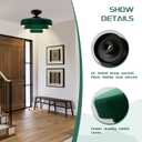Farmhouse Green Semi Flush Mount Ceiling Light, 13.8" Mid Century Modern Close to Ceiling Light Fixture, Retro Black Flush Mount Lamp for Bedroom Hallway Kitchen Entryway Foyer