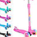 BELEEV Scooters for Kids 3 Wheel Kick Scooter for Toddlers Girls Boys, 4 Adjustable Height, Lean to Steer, Light up Wheels, Extra-Wide Deck, Easy to Assemble for Children Ages 3-12 (Rose Pink)