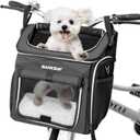 Dog Bike Basket Carrier, Expandable Foldable Soft-Sided Dog Carrier, 2 Open Doors, 5 Reflective Tapes, Pet Travel Bag, Dog Backpack Carrier Safe and Easy for Small Medium Cats and Dogs (Black)