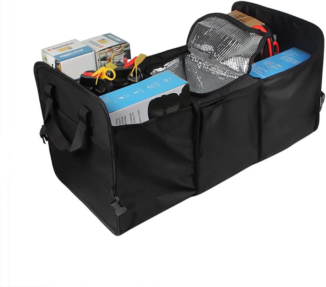 Trunk Organizer, Large Capacity Cargo Storage with Insulation Cooler, Foldable Trunk Organizer for Cars, Vehicles, SUVs, Trucks (Black3)