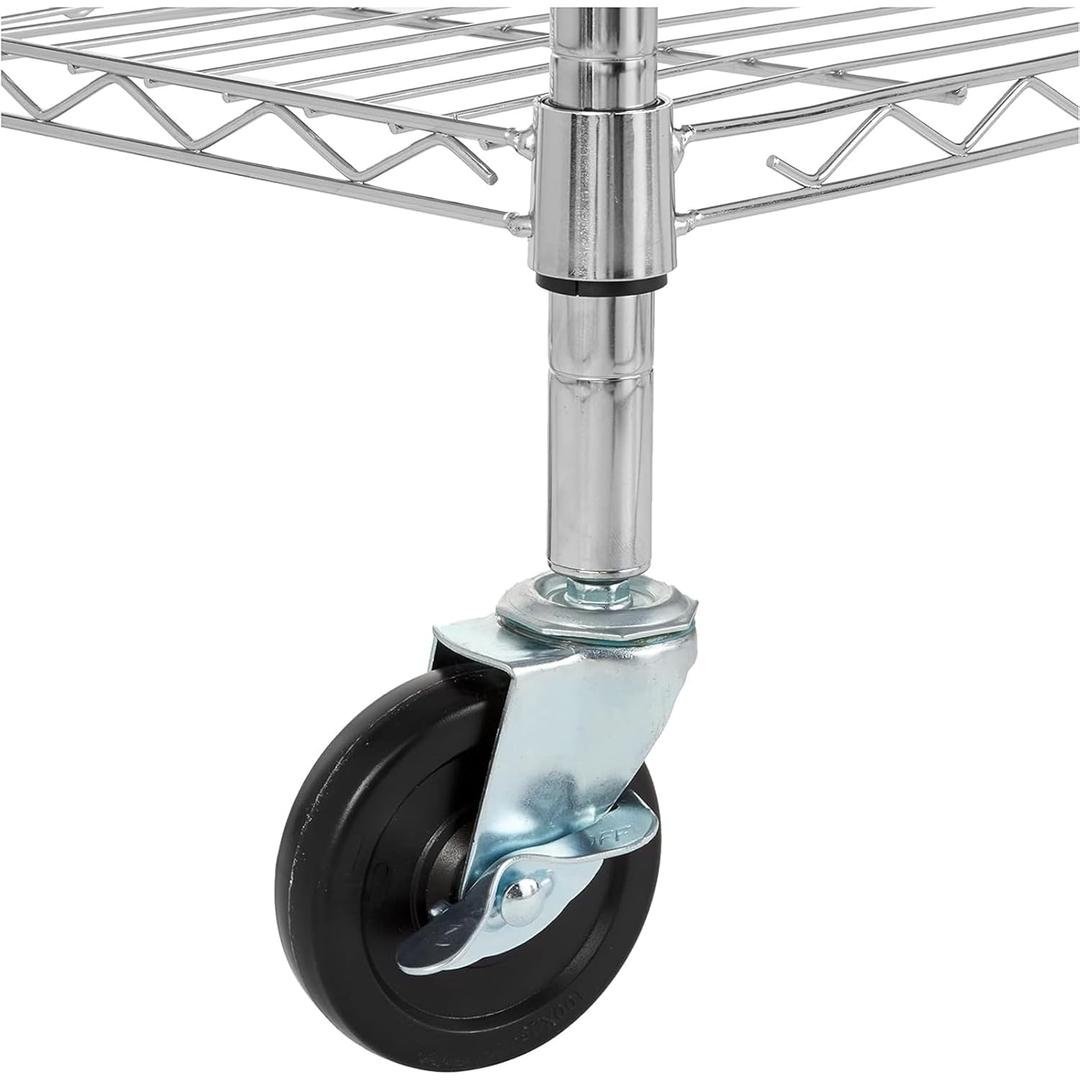 Stem Caster Wheels 3 inch, Shelving Wheels Heavy Duty, Industrial Casters for Wire Shelving, Wheels Set of 4, Stem Threaded 1/4"-20 Shelf Caster Replacement Wheel, Black (3 inch)
