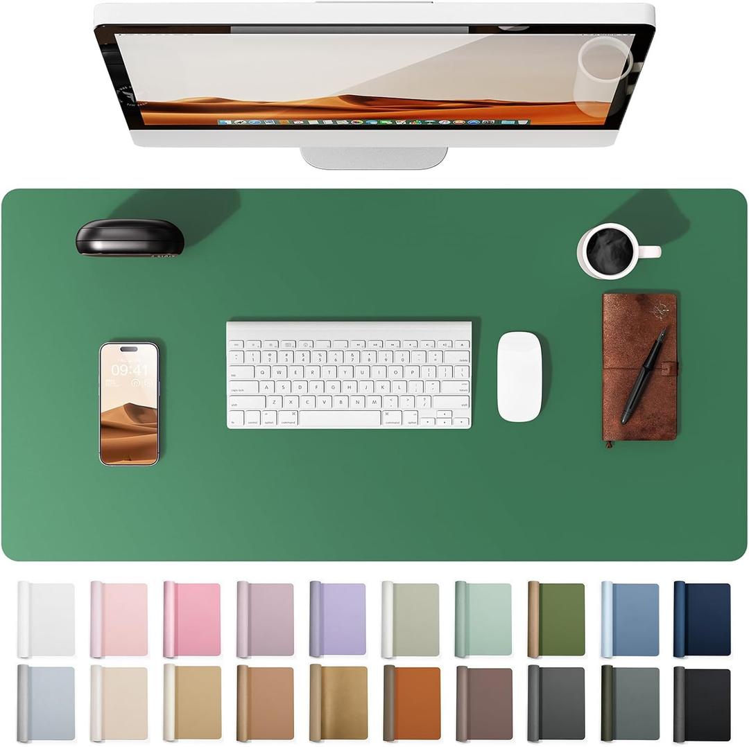 YSAGi Leather Desk Pad Protector, Office Desk Mat, Large Mouse Pad, Non-Slip PU Leather Desk Blotter, Laptop Desk Pad, Waterproof Desk Writing Pad for Office and Home (Jade Green, 31.5" x 15.8")